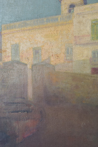 Intimiste Painting of a House and Fishing Boat_Detail