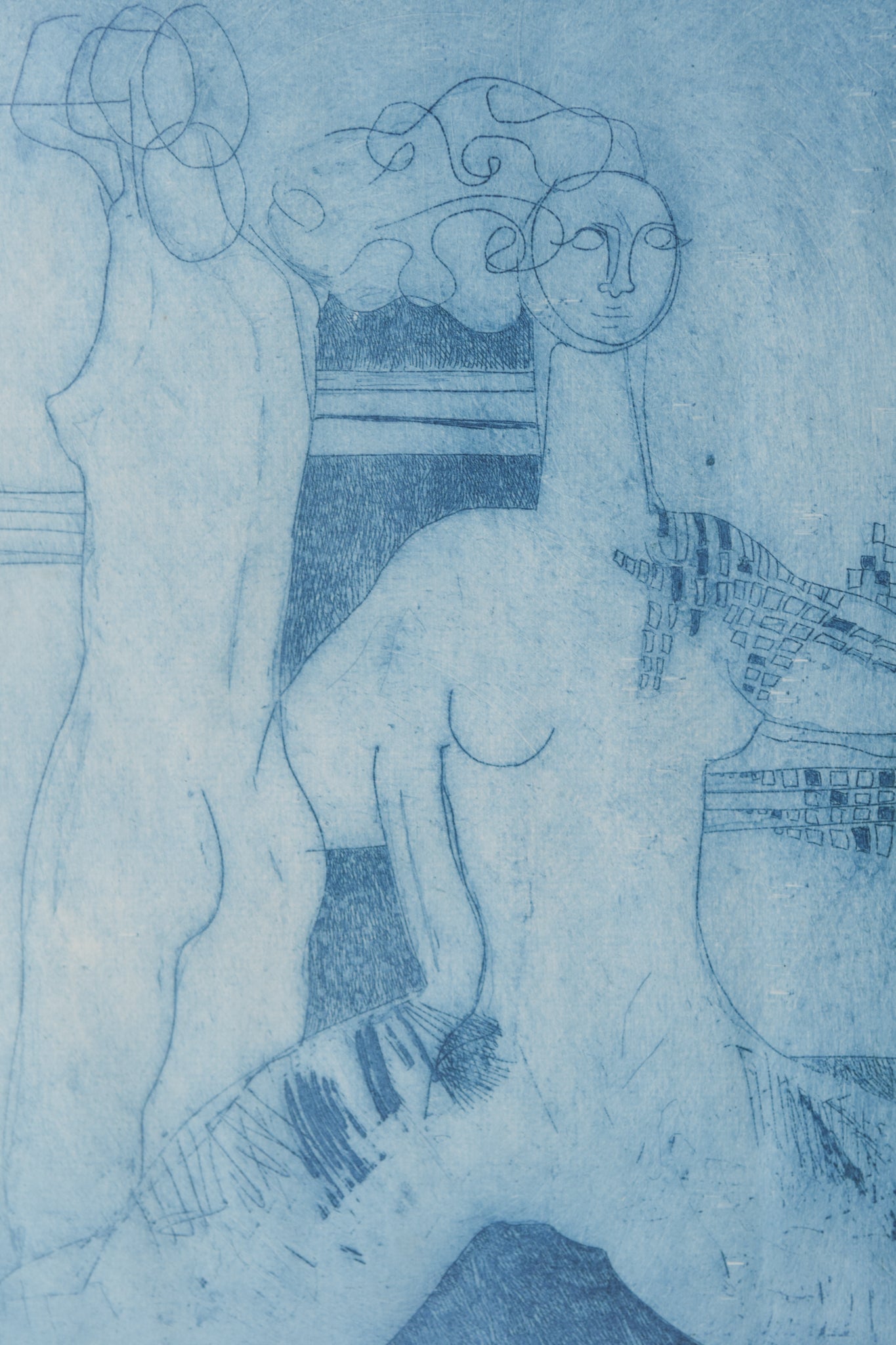 Etching with Nude Figures and Abstract Design_Detail