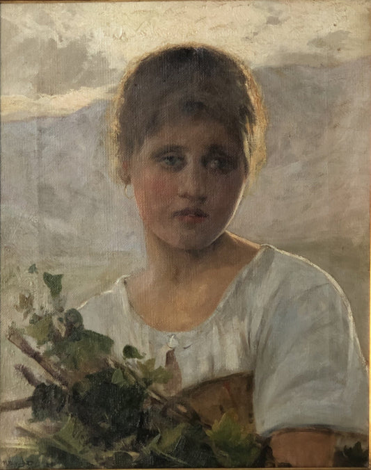 Chica con ramo de flores. 1890. Óleo sobre lienzo