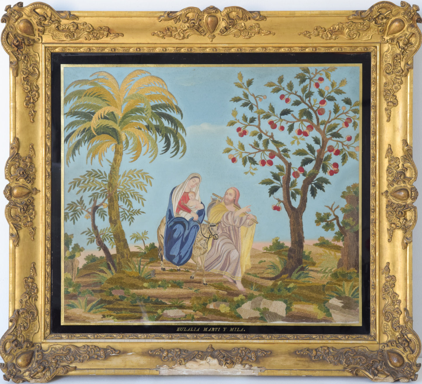 Large Frame with Embroidery and Painting