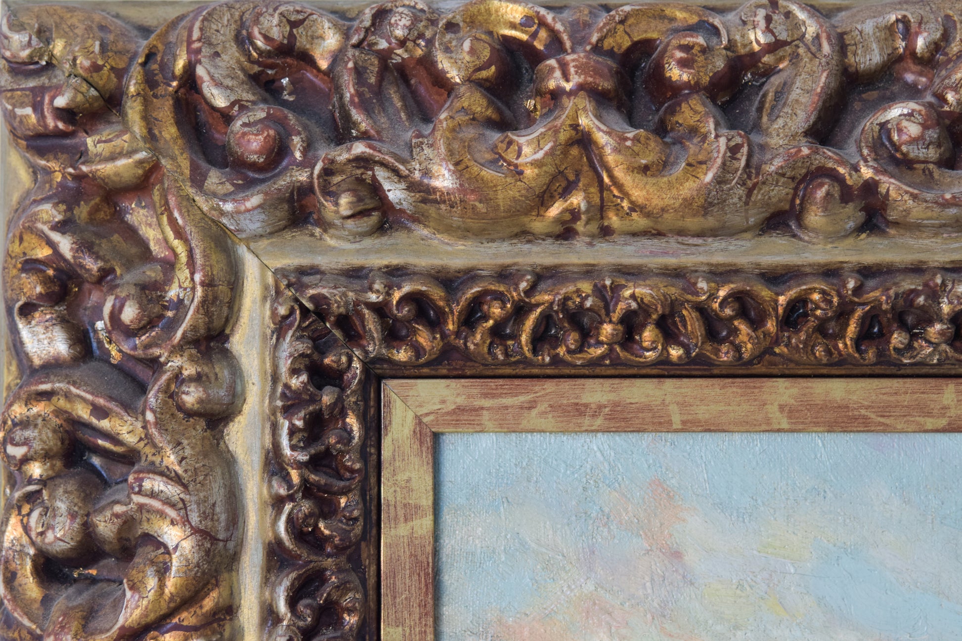 Mediterranean Landscape with a View of a River and Mountains_Frame detail