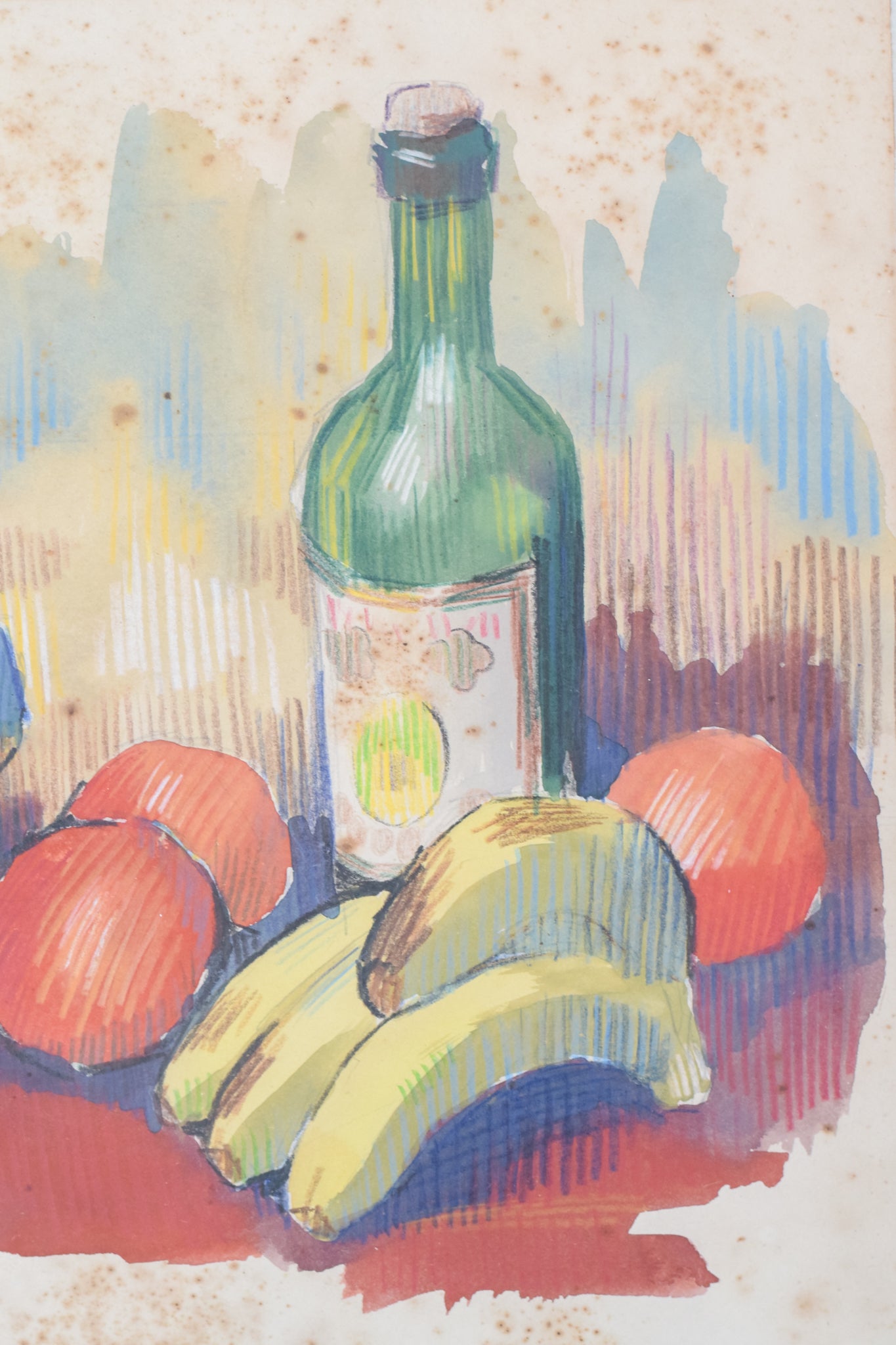 'El Circulo Artistico de Sant Lluc' Colourful Still Life Lithograph_Detail