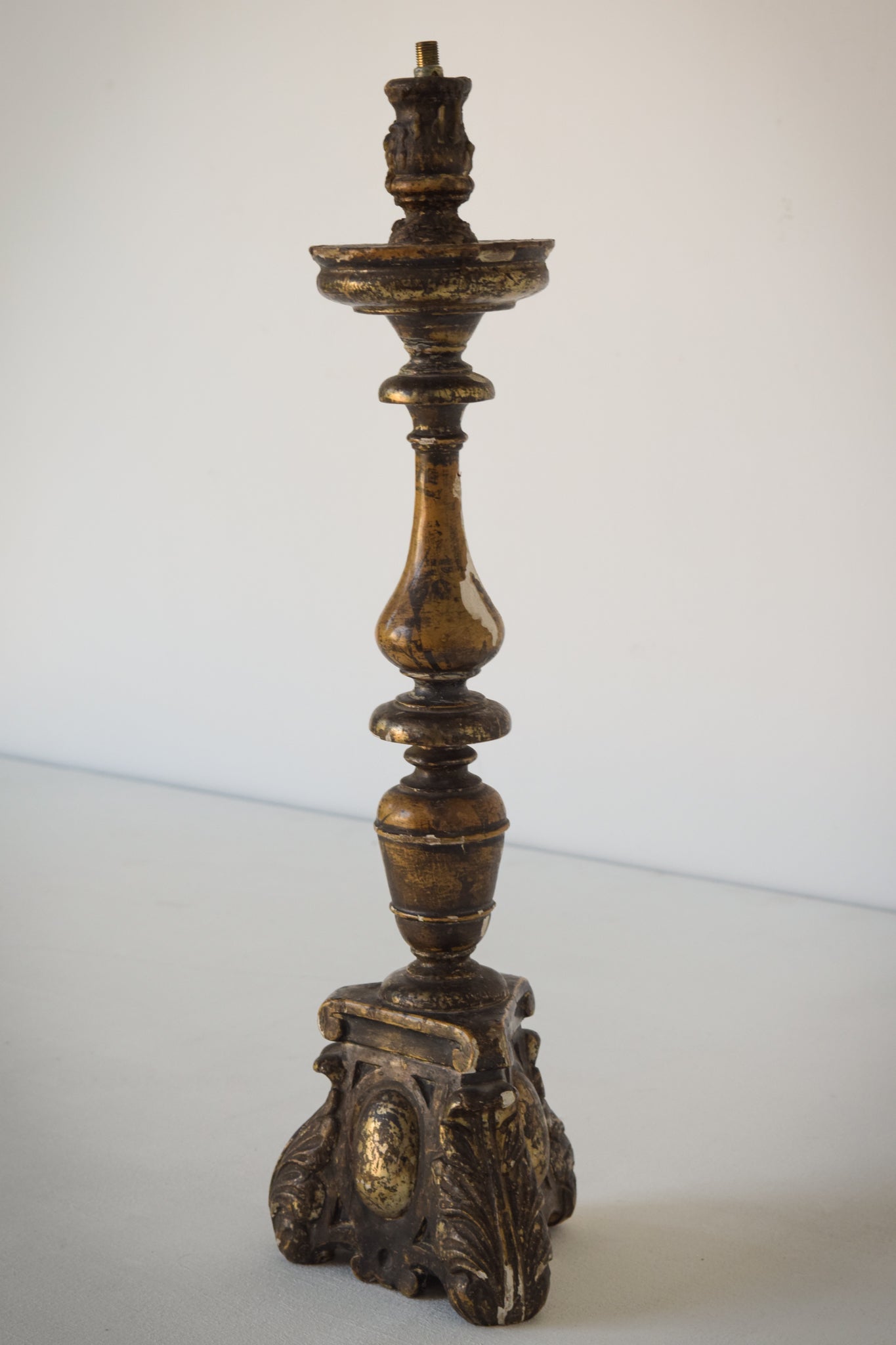 18th Century Gilded Wood Candlestick