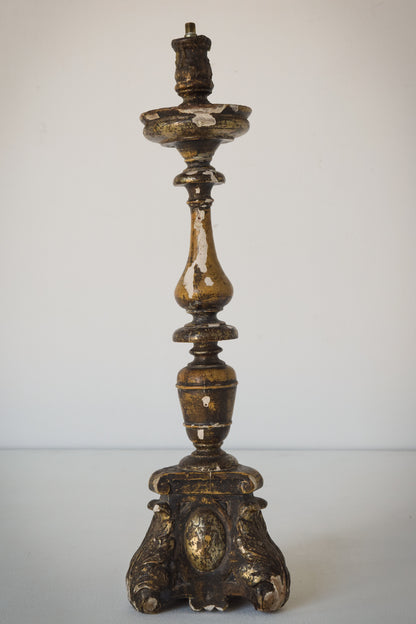 18th Century Gilded Wood Candlestick