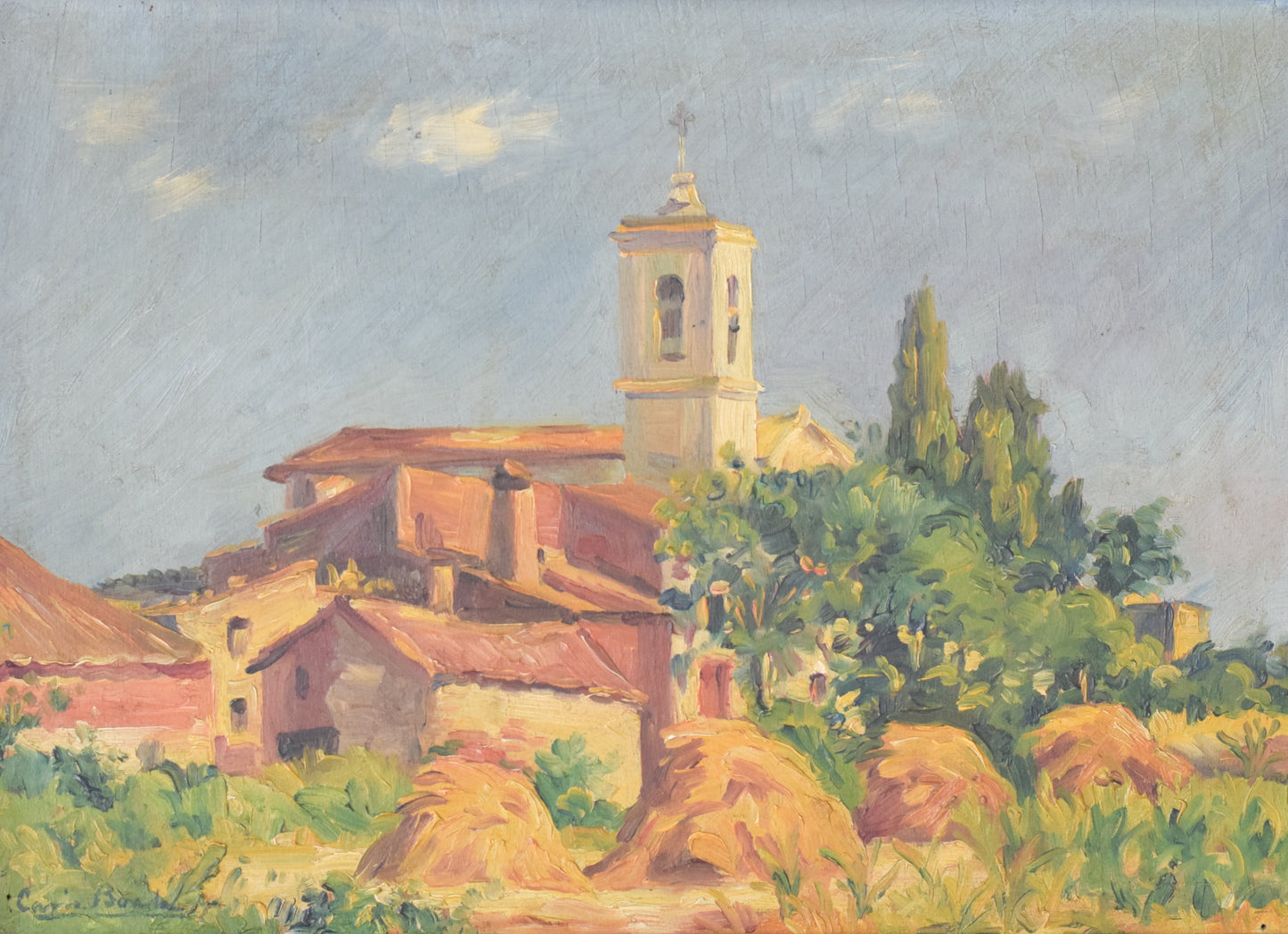 'Sant Andreu de Salou' - Landscape with Village in Golden Light