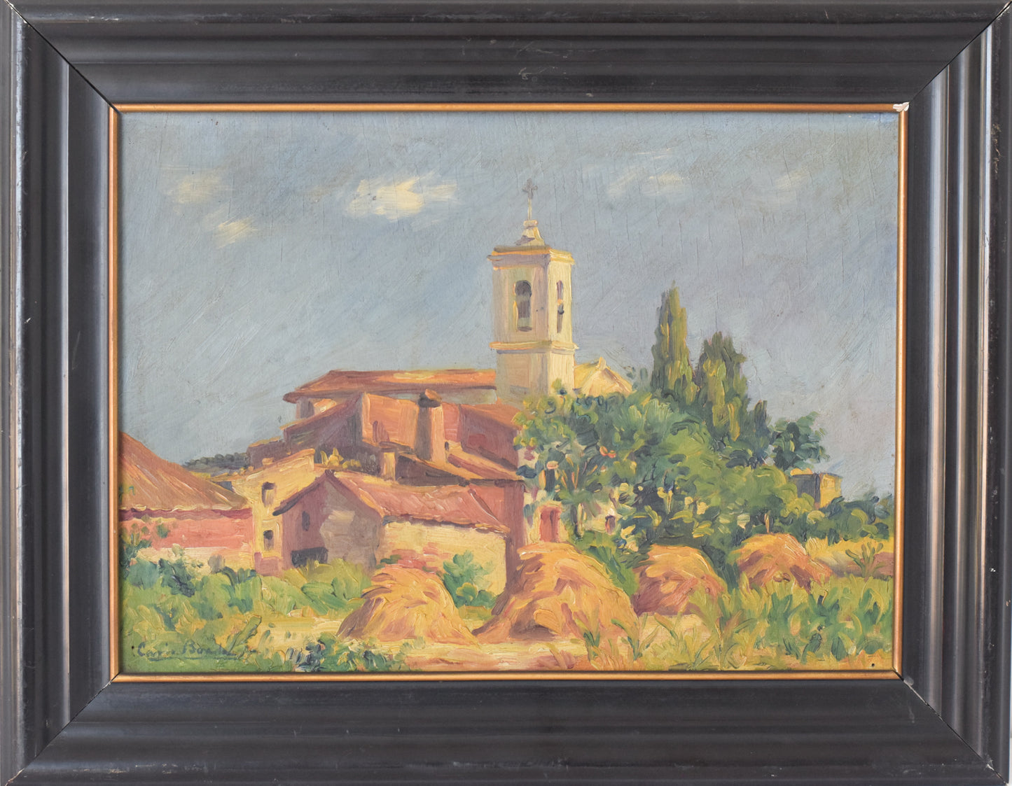 'Sant Andreu de Salou' - Landscape with Village in Golden Light_Frame