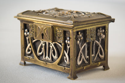 Early Art Nouveau Handmade Box in Brass and Silver