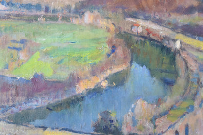 Impressionist Landscape with Hills and River_Detail
