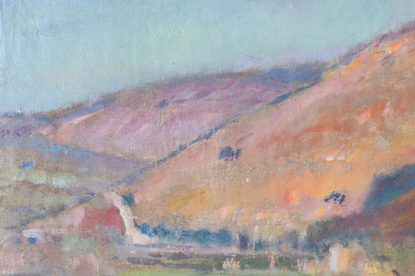 Impressionist Landscape with Hills and River_Detail