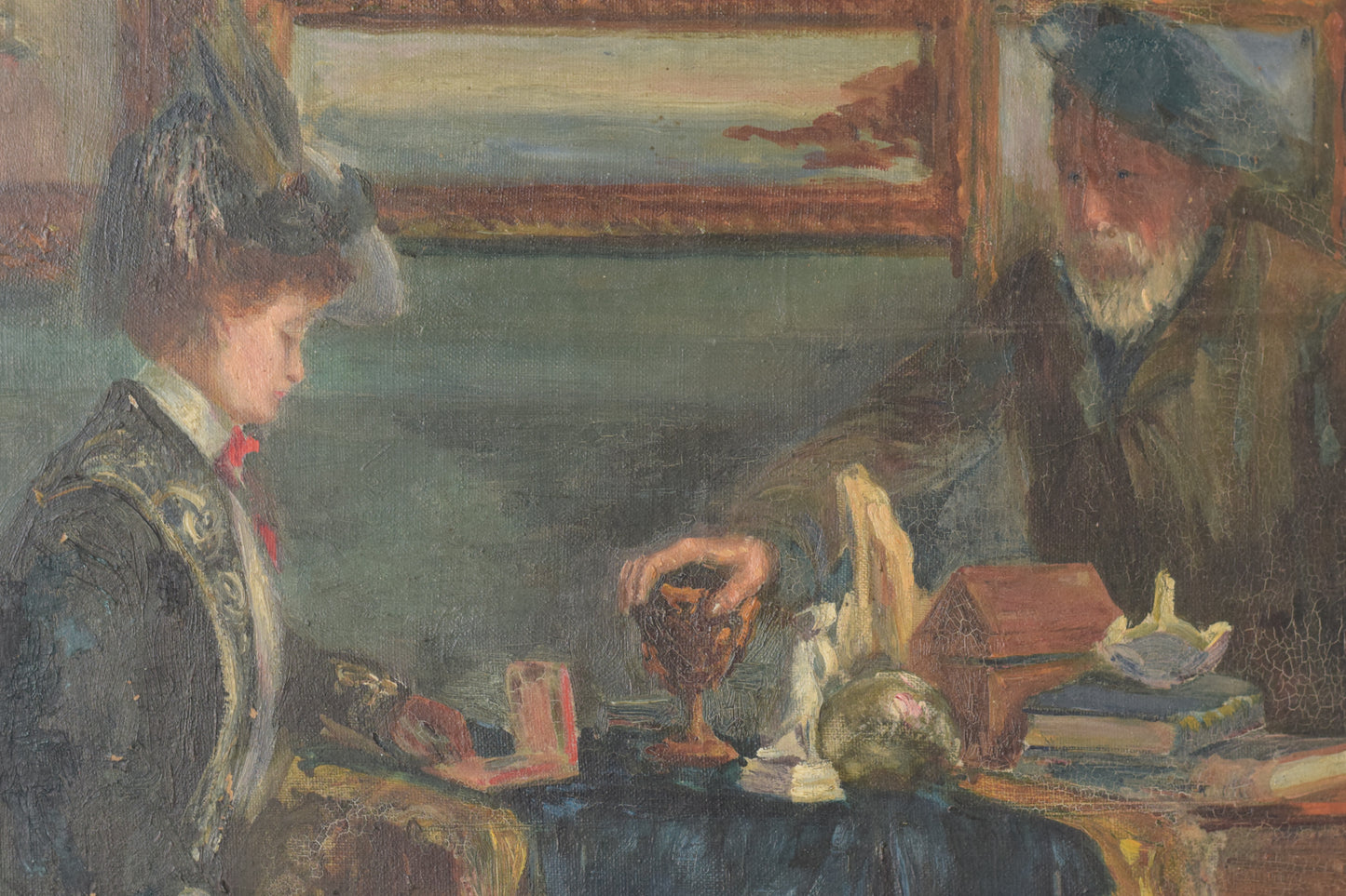 'Lady and Antique Dealer' Interior Scene_Detail