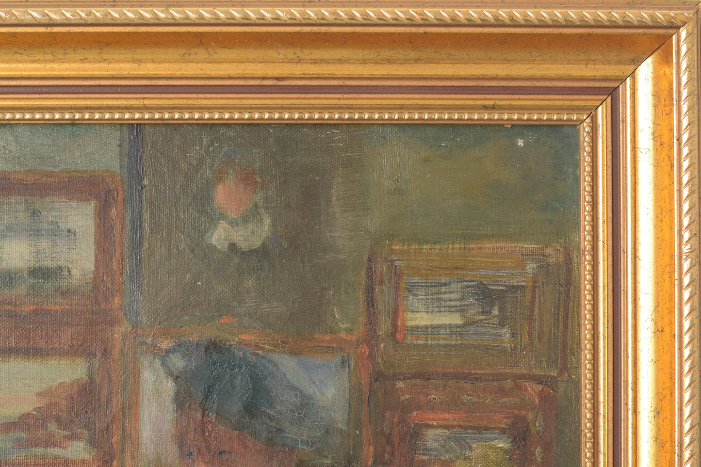 'Lady and Antique Dealer' Interior Scene_Frame Detail