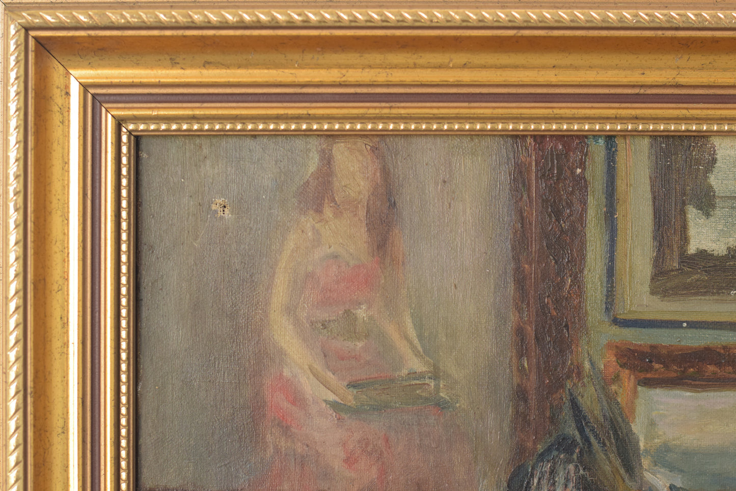 'Lady and Antique Dealer' Interior Scene_Frame Detail