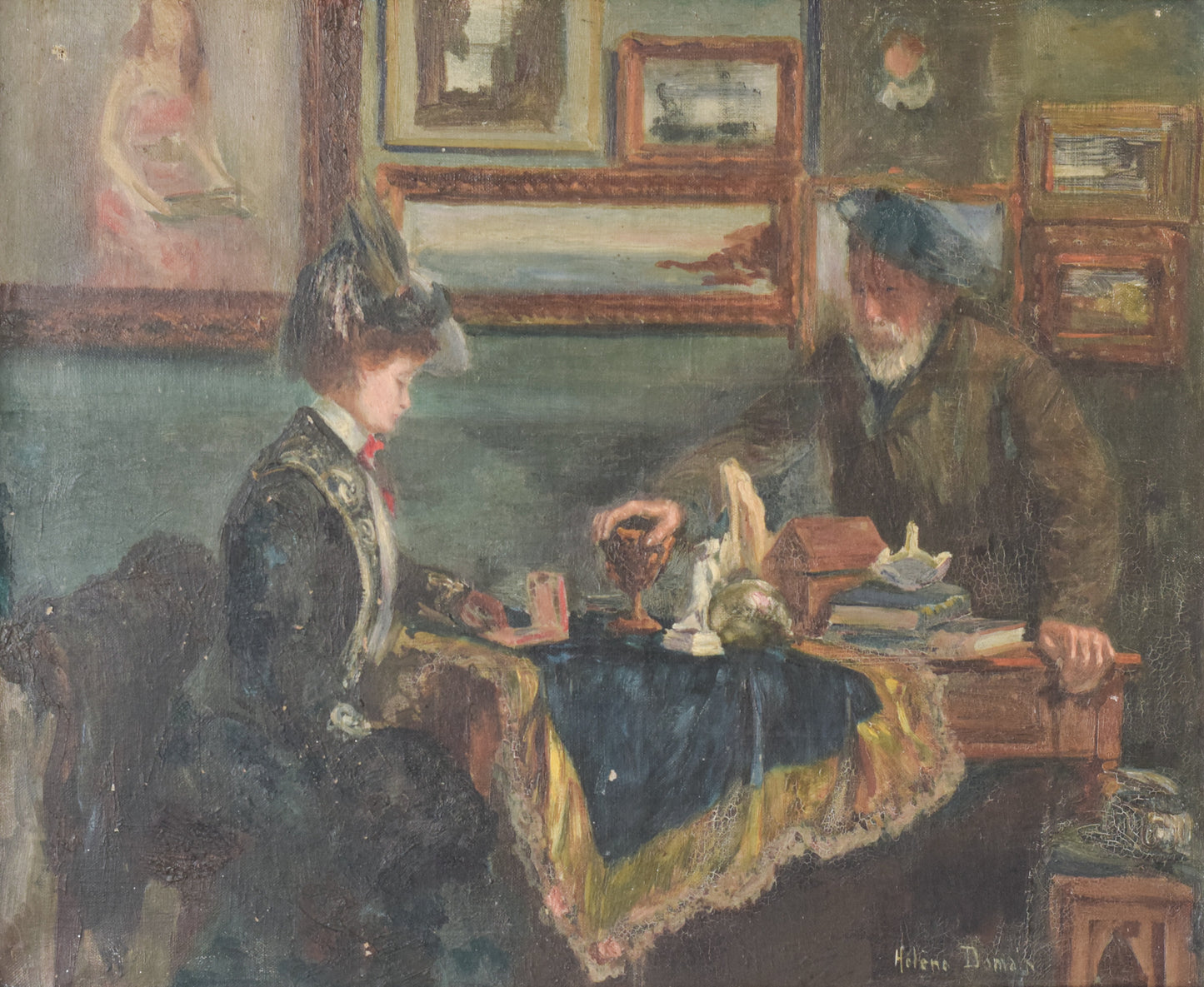 'Lady and Antique Dealer' Interior Scene