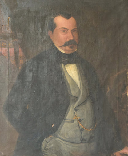 Large Portrait in Oil of a Spanish Aristocrat