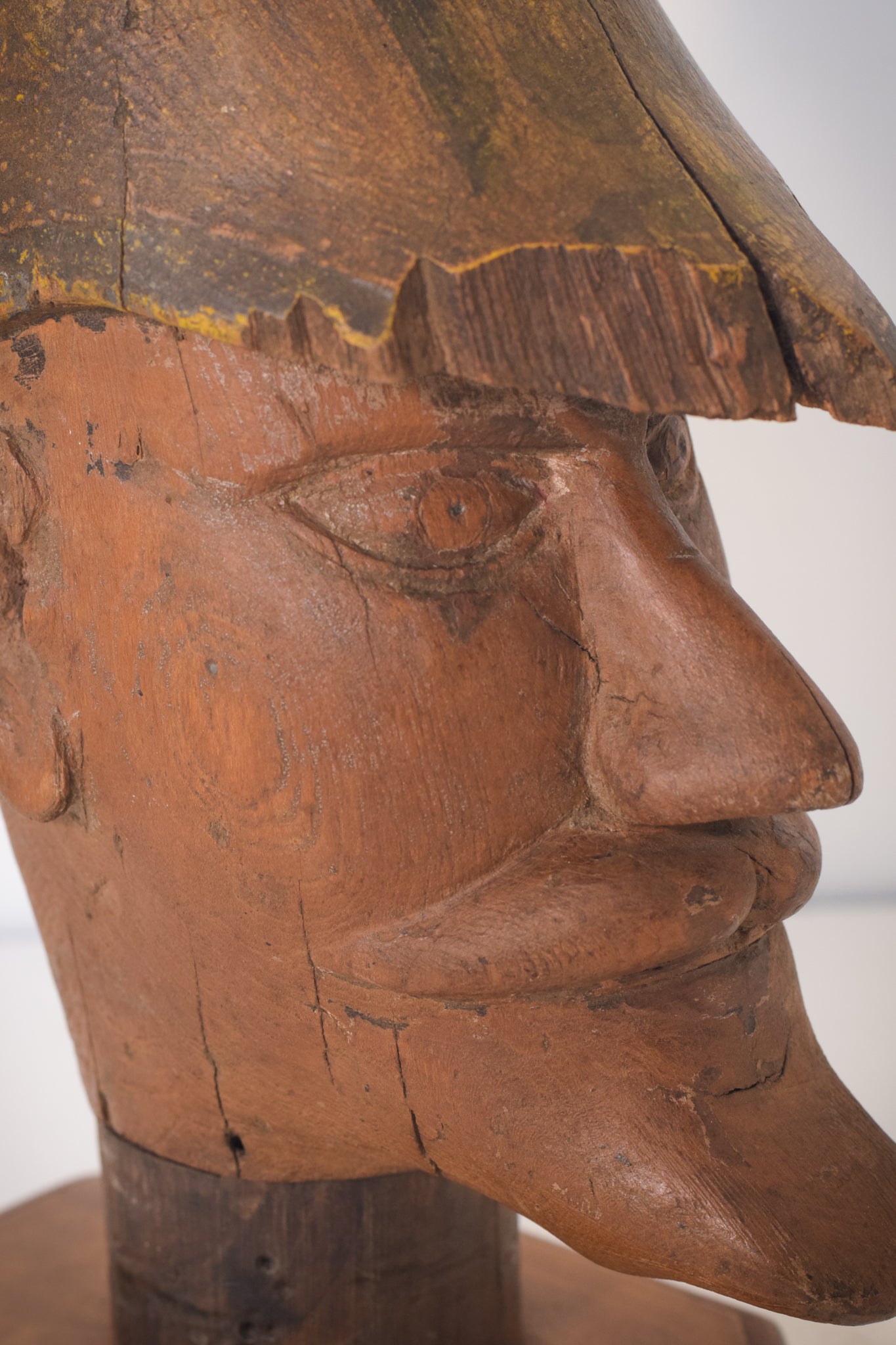 Hand-carved Wooden Head of a Soldier