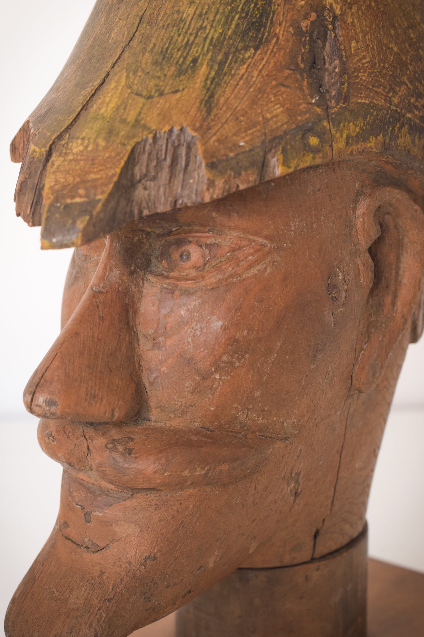 Hand-carved Wooden Head of a Soldier