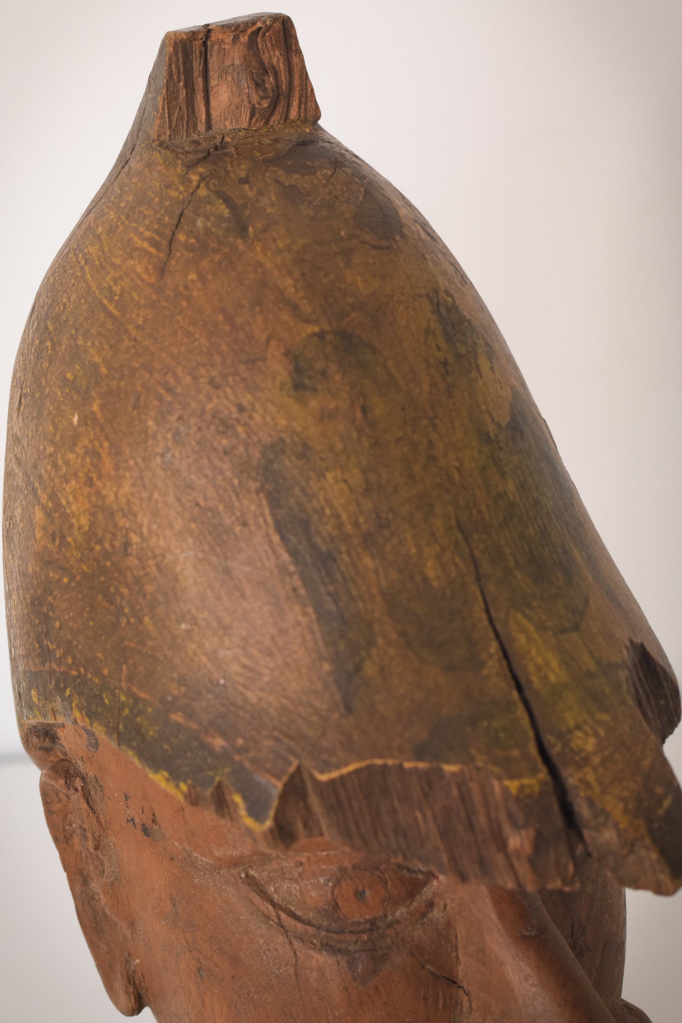 Hand-carved Wooden Head of a Soldier