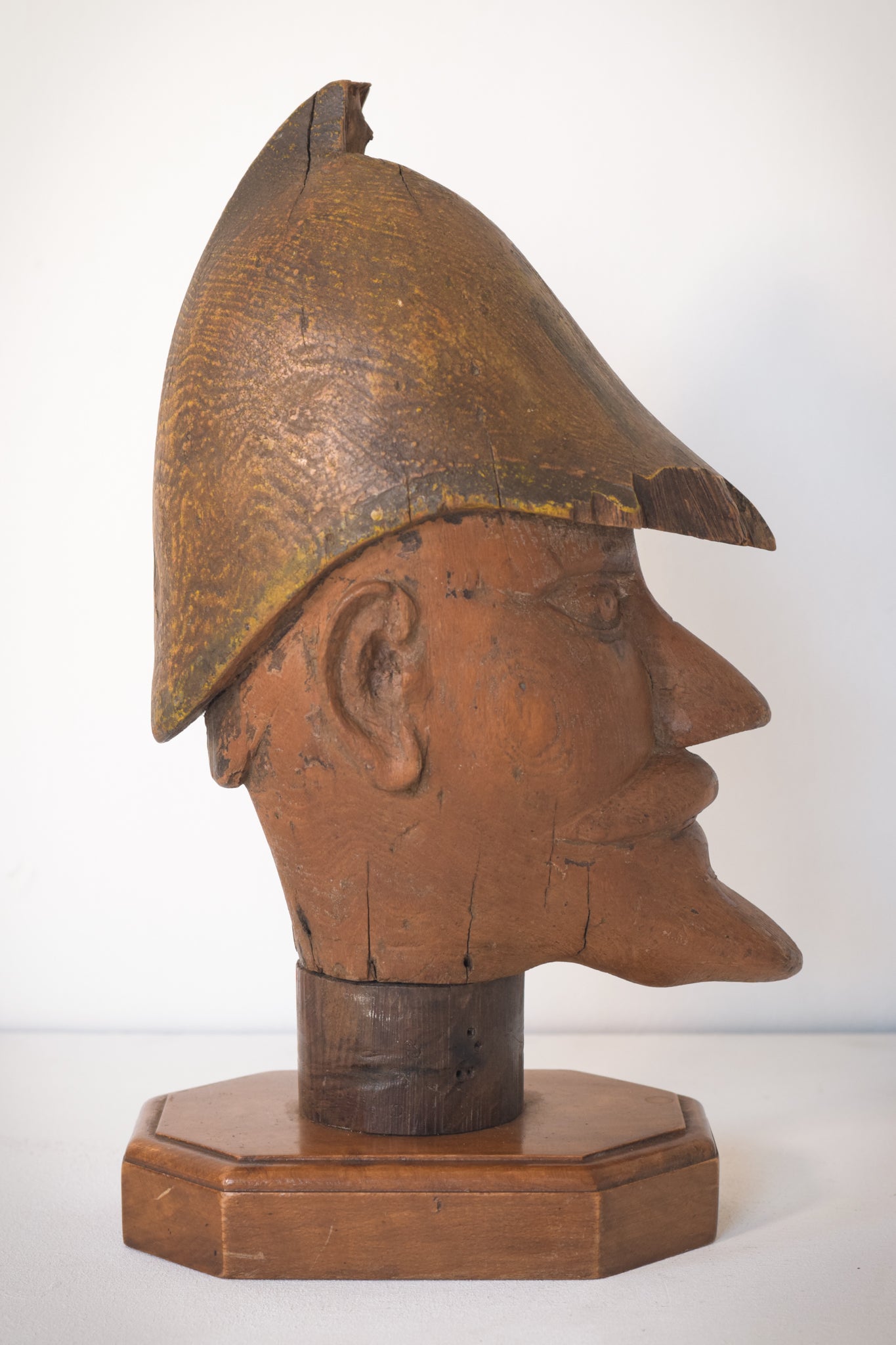 Hand-carved Wooden Head of a Soldier