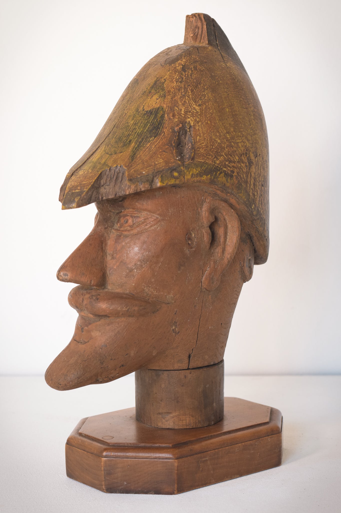 Hand-carved Wooden Head of a Soldier