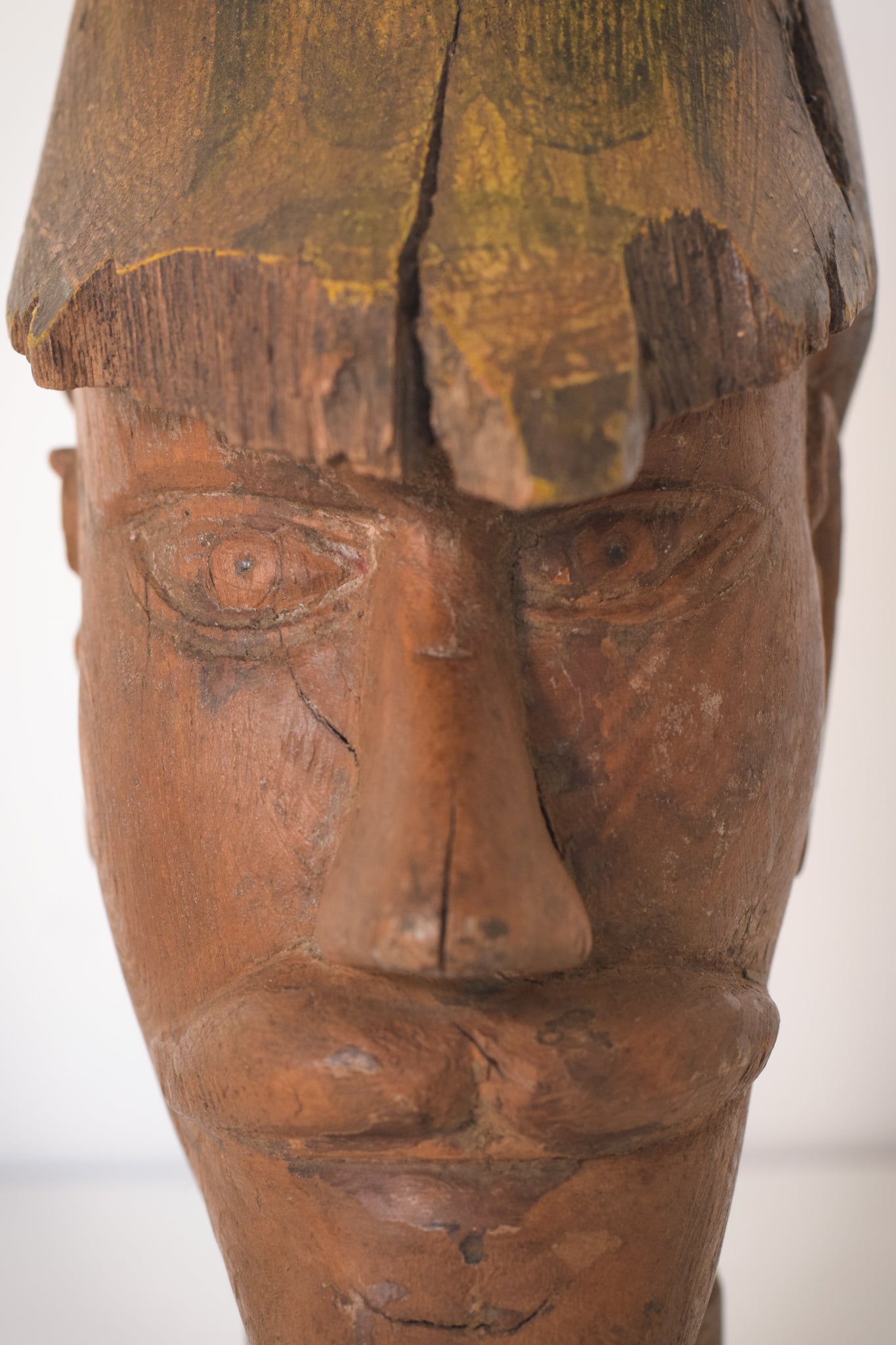Hand-carved Wooden Head of a Soldier