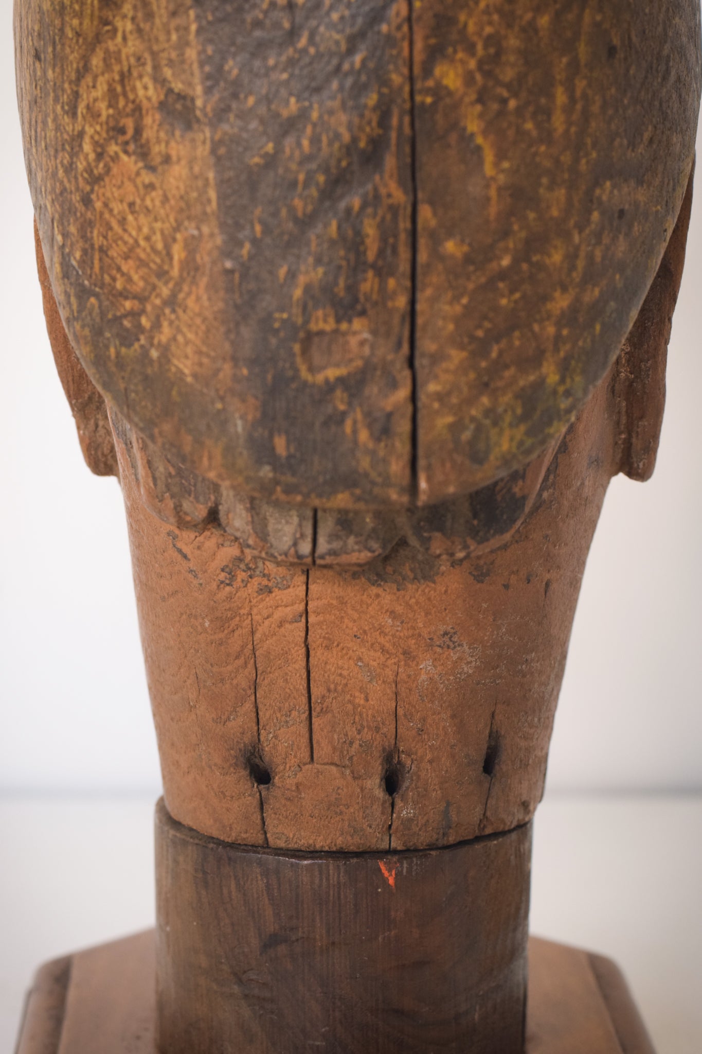 Hand-carved Wooden Head of a Soldier