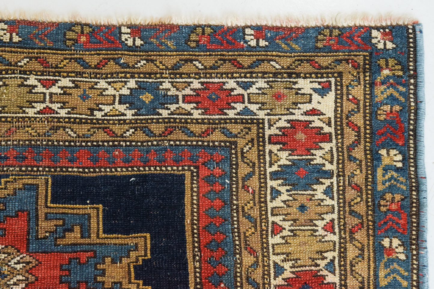 Handwoven - Blue Ground Persian Rug with Bird-like Figures