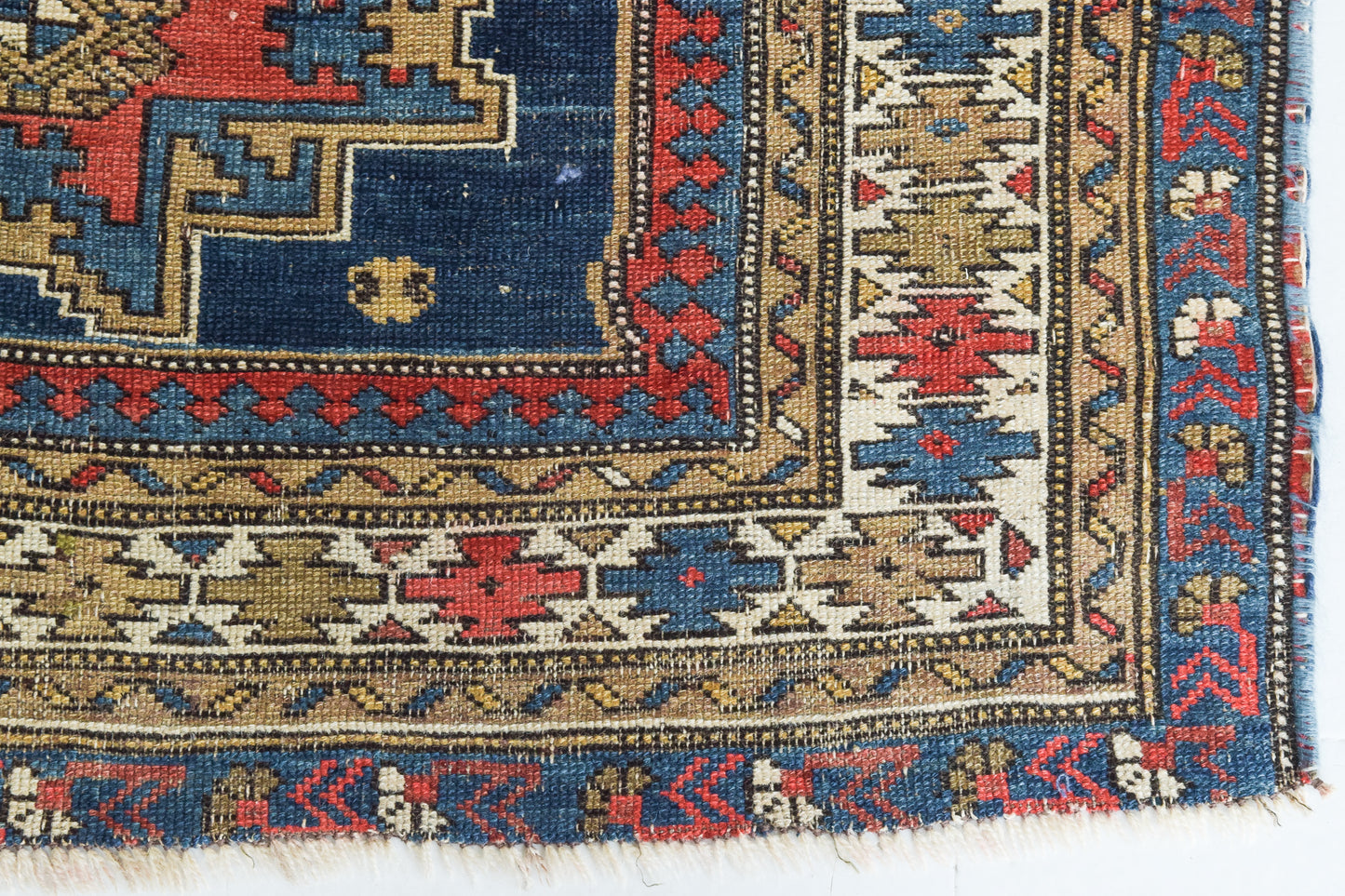 Handwoven Blue Ground Persian Rug with Bird-like Figures