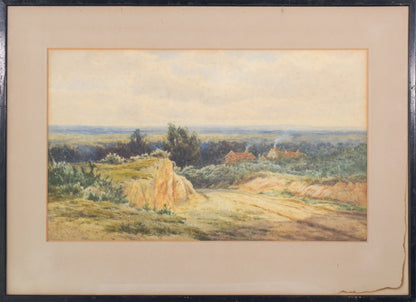 'Rural Landscape' watercolour by James Edward Grace_Framed