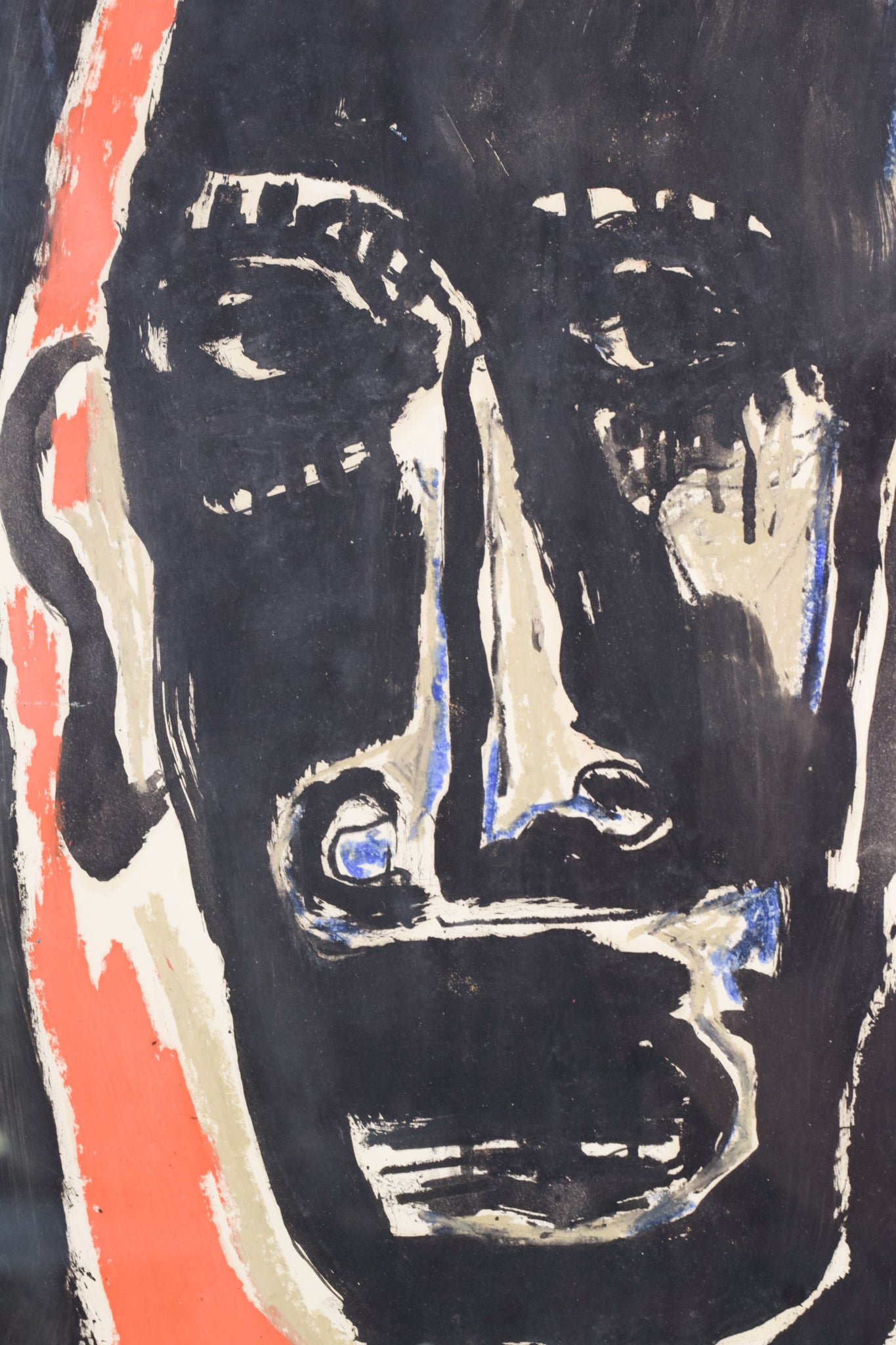 Expressive Portrait in Red, Blue and Black_Detail