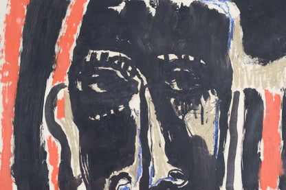 Expressive Portrait in Red, Blue and Black_Detail