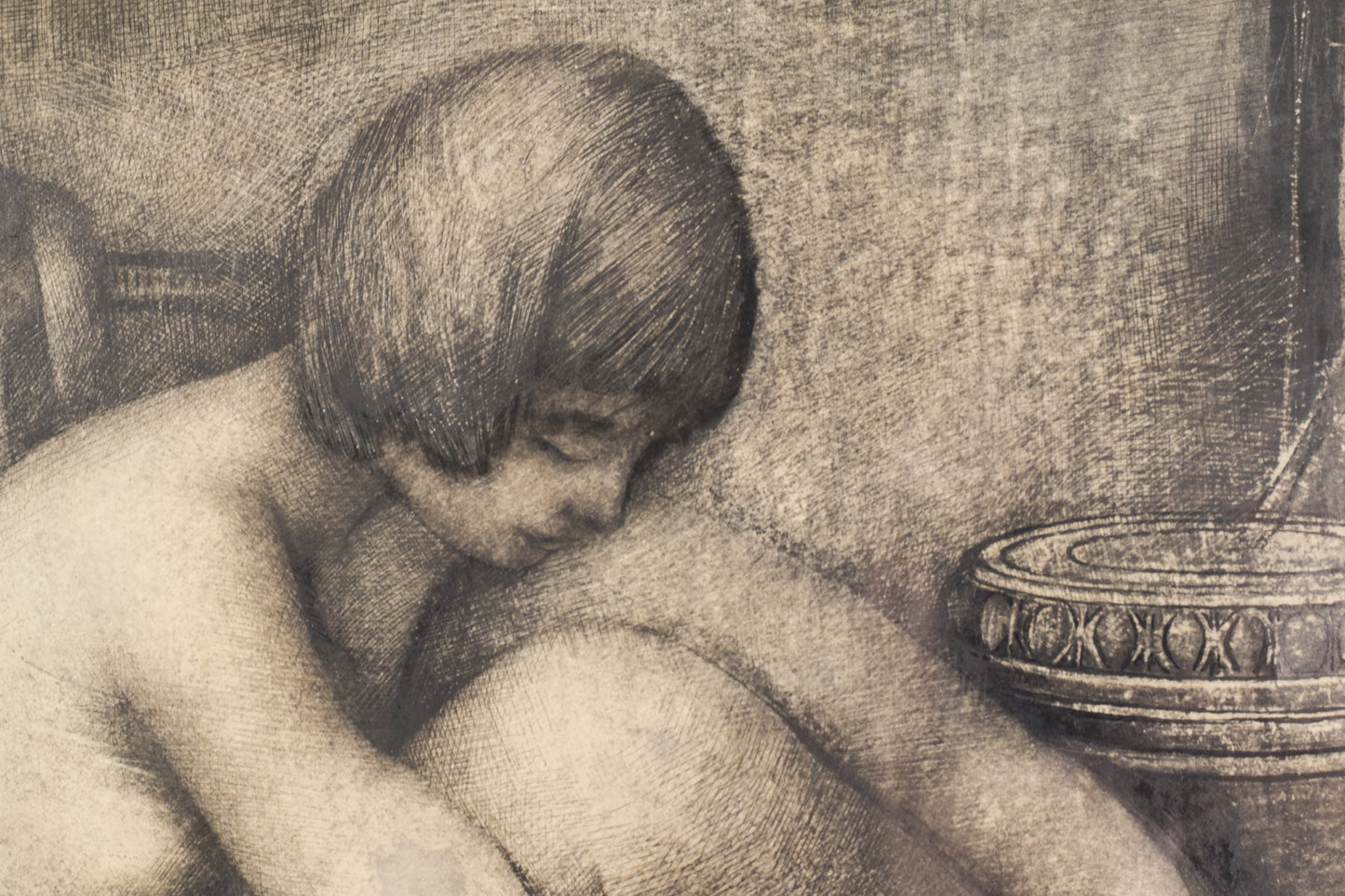 Drawing in Charcoal of a Woman in an Armchair_Detail
