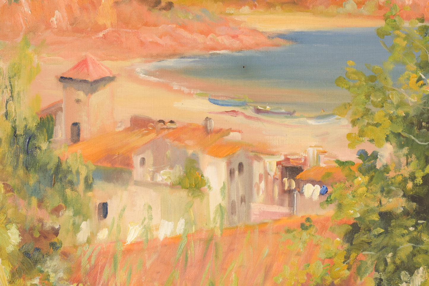 Seaside Landscape with a Village amongst the Hills_Detail