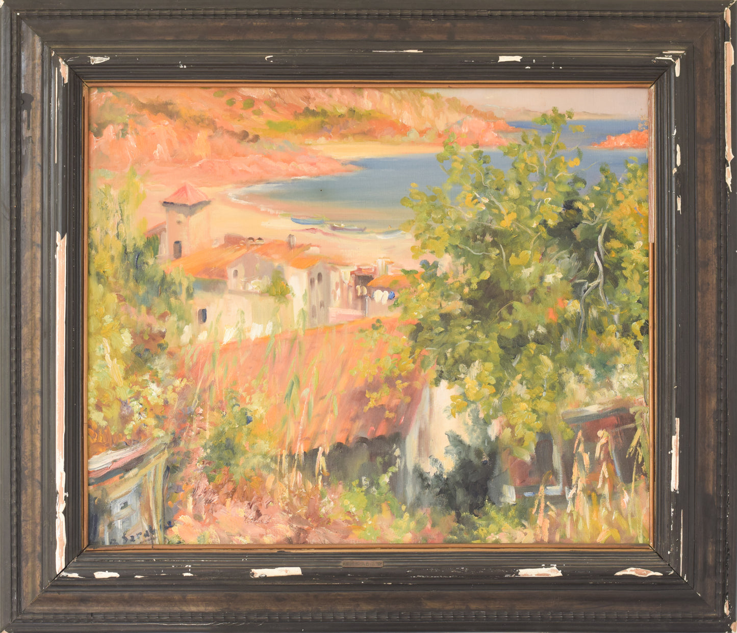 Seaside Landscape with a Village amongst the Hills_Framed