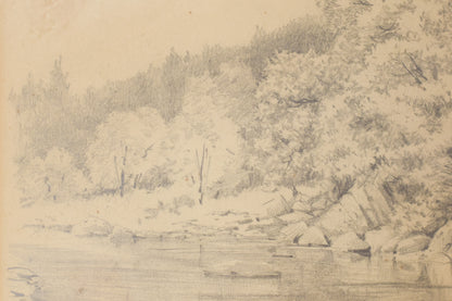 'On The Cree' Landscape Drawing of a River_Detail