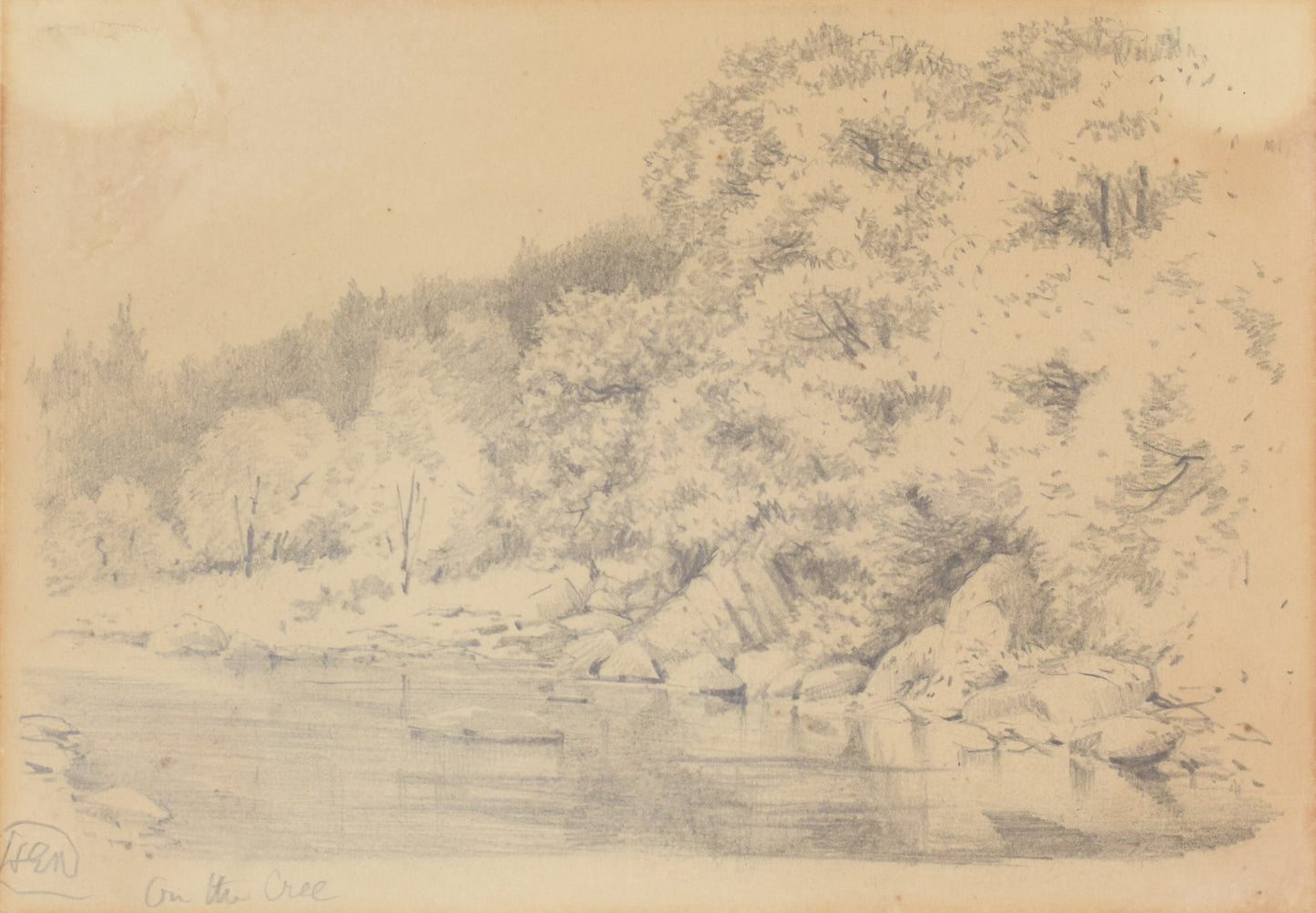 'On The Cree' Landscape Drawing of a River