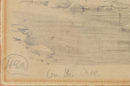 'On The Cree' Landscape Drawing of a River_Signature