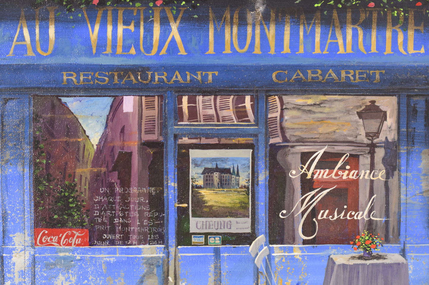 Paris Cafe 'Au Vieux Montmartre' - Oil on Canvas