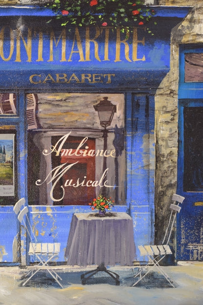 Paris Cafe 'Au Vieux Montmartre' - Oil on Canvas