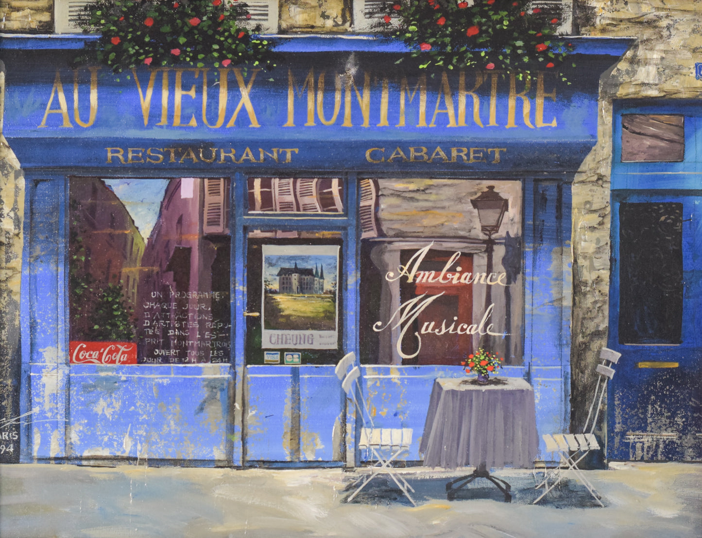 Paris Cafe 'Au Vieux Montmartre' - Oil on Canvas