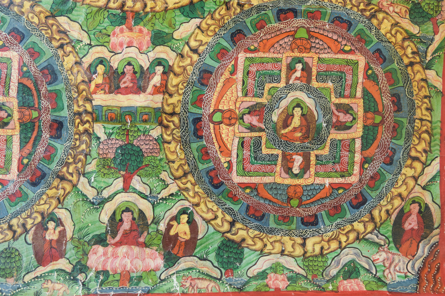 Pergamino tibetano pintado a mano