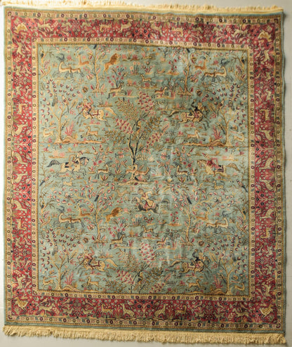 Large Handmade Persian Rug With Animals