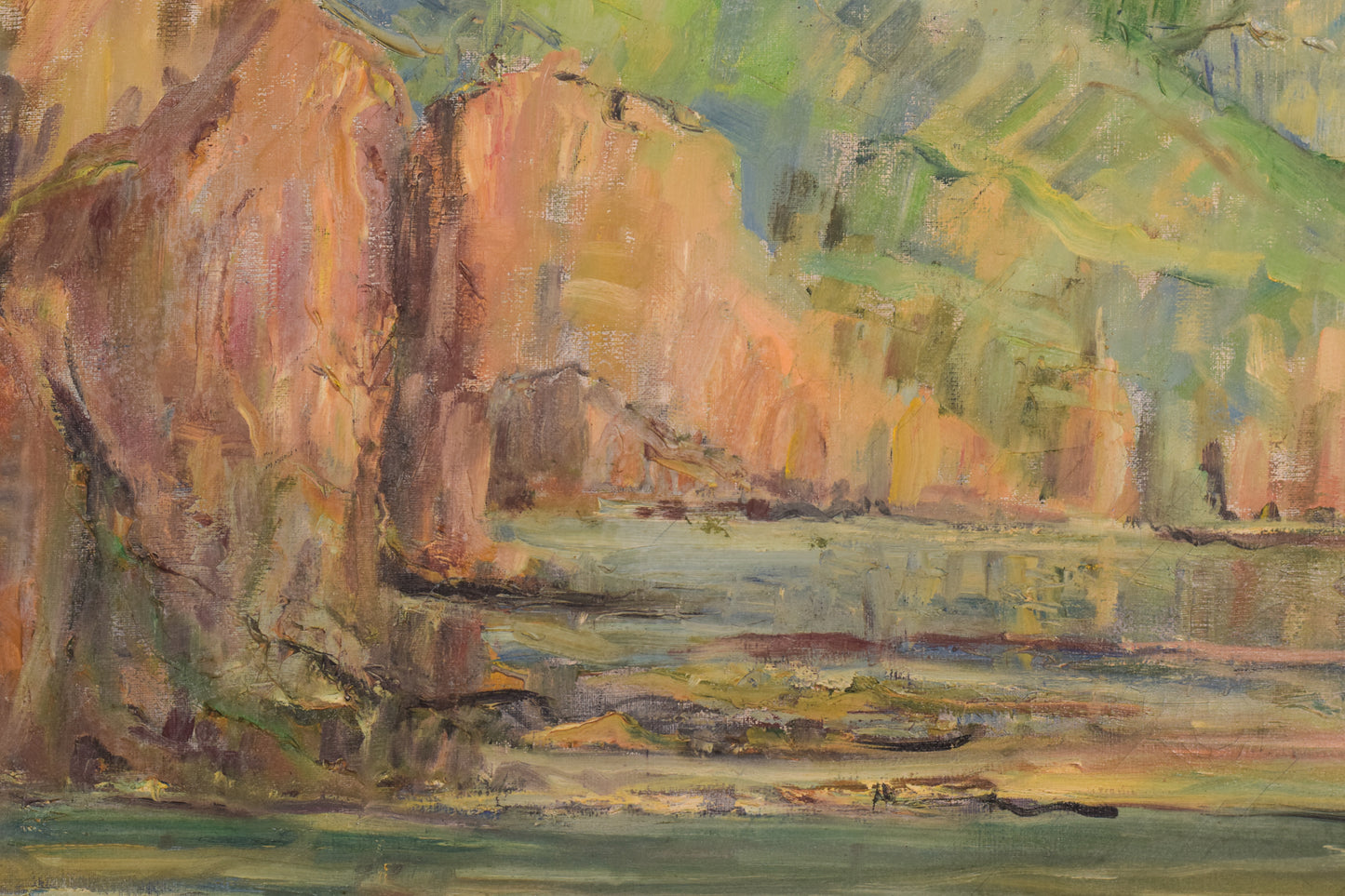 Impressionist Seascape with Cliffs - Oil on Canvas