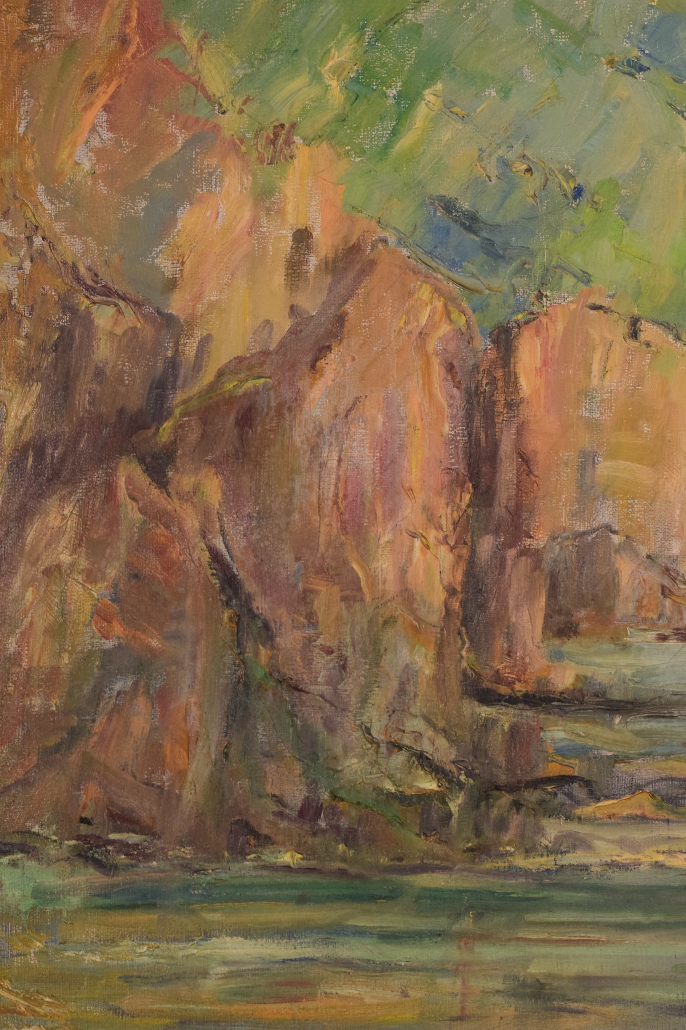 Impressionist Seascape with Cliffs - Oil on Canvas