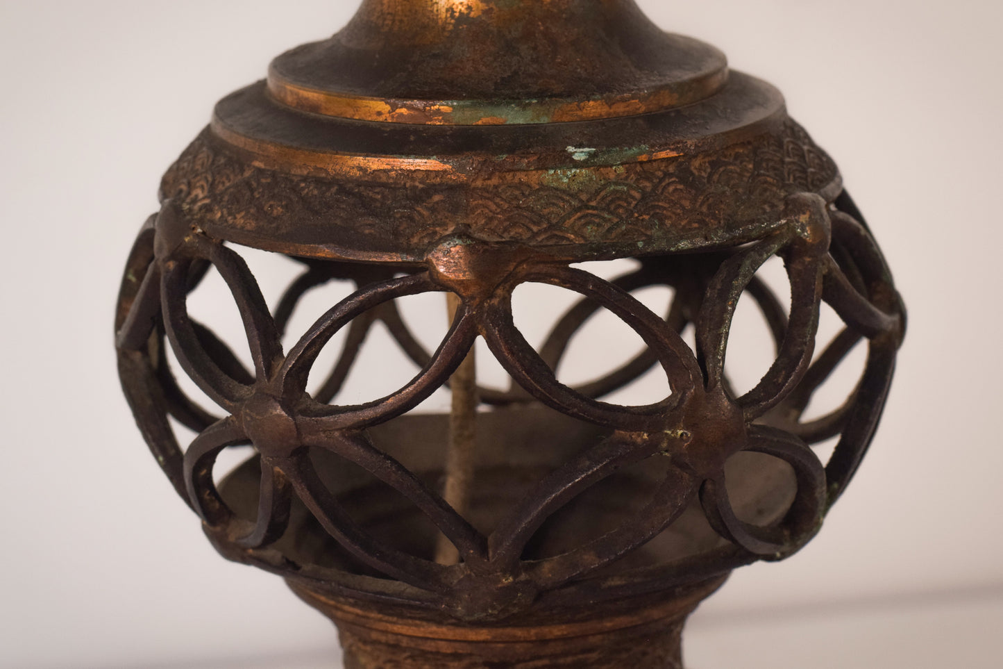 Oriental Style Patinated Brass - Lamp Stand