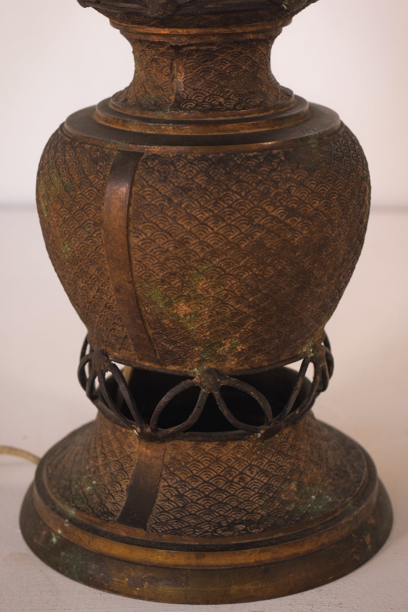 Oriental Style Patinated Brass - Lamp Stand