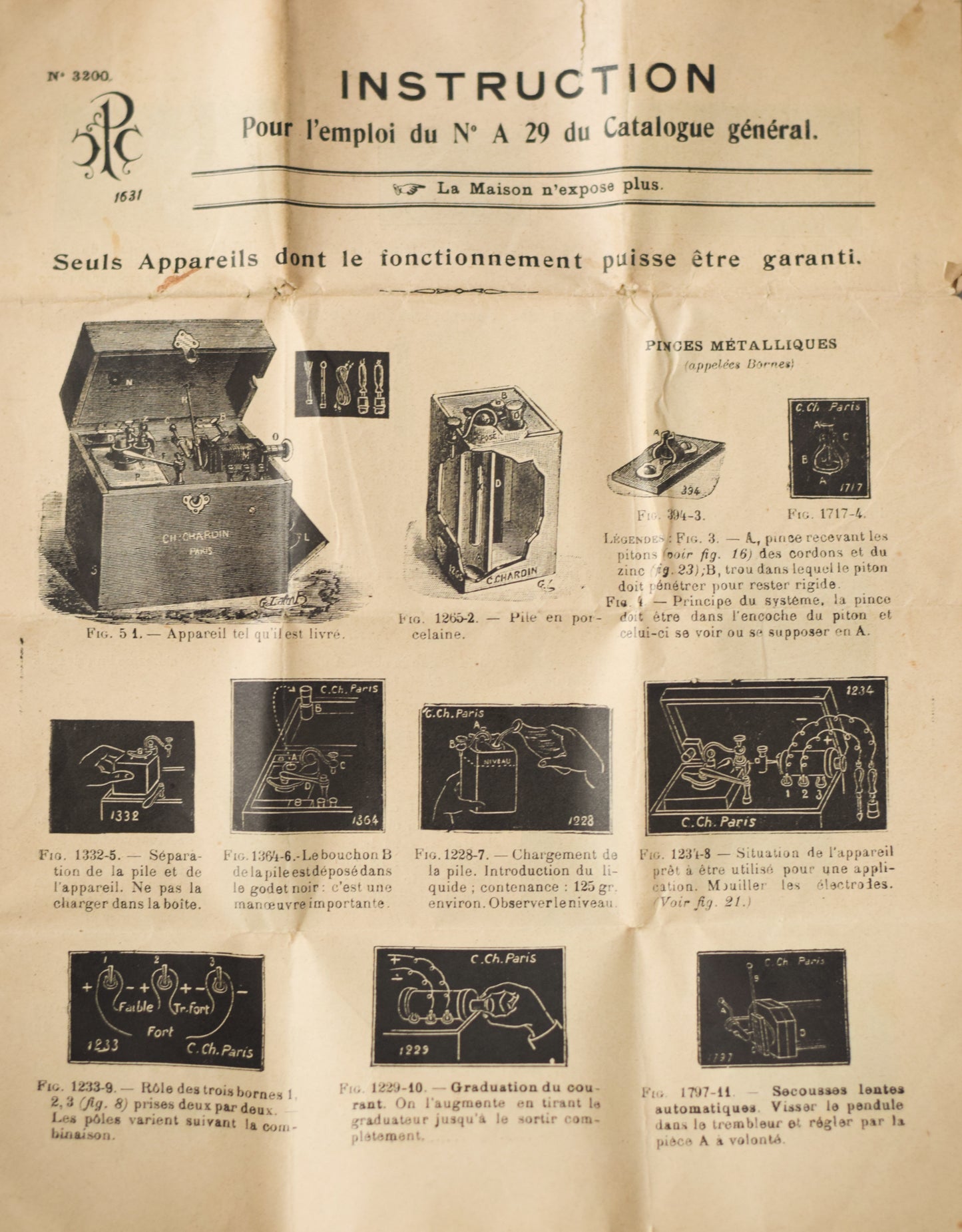 Dispositivo de electroterapia Charles Chardin - París, c.1910