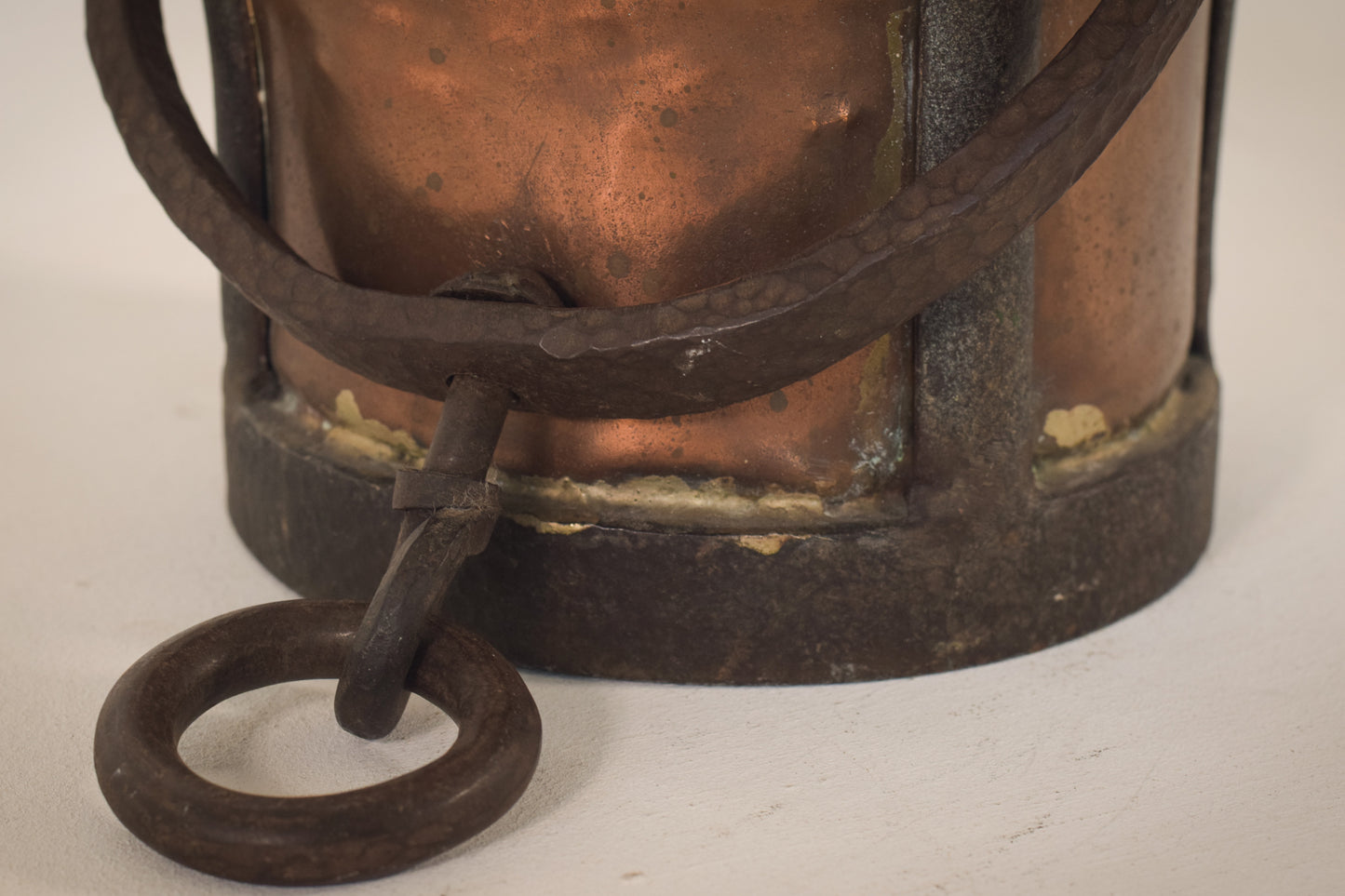 Copper and Hand Worked Iron Bucket