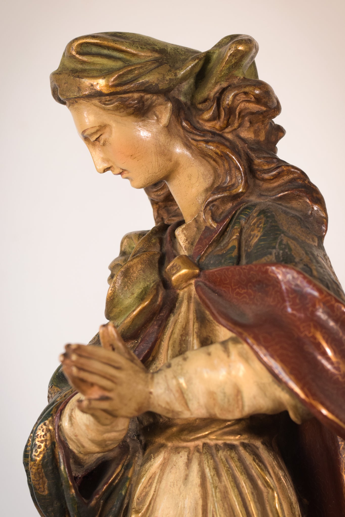 Highly Decorated Large white terracotta statue of Ave Maria