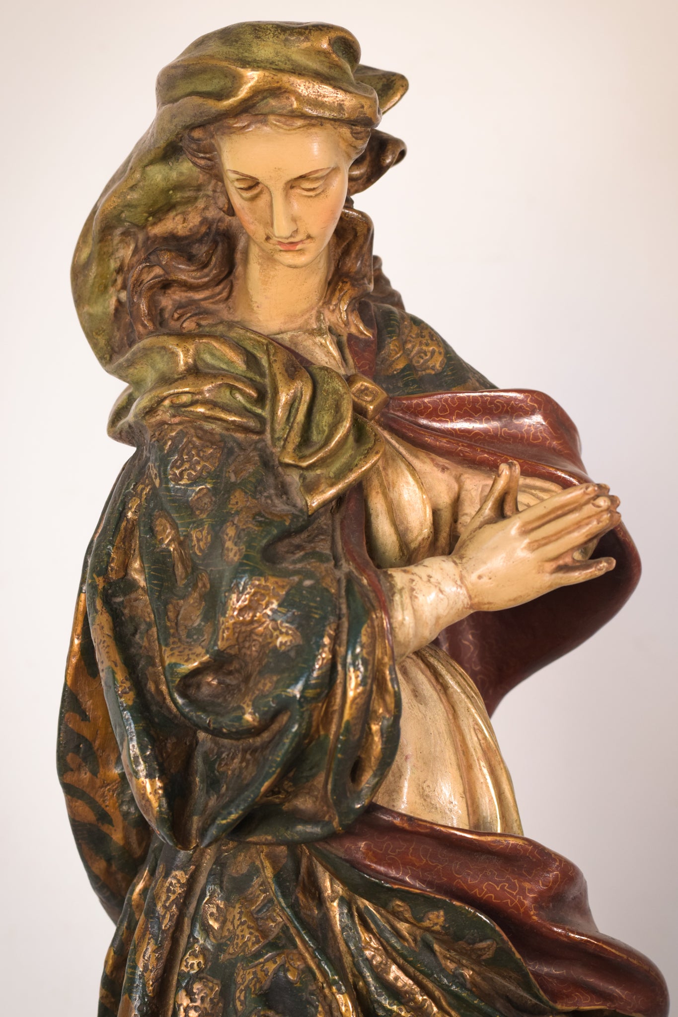 Highly Decorated Large white terracotta statue of Ave Maria