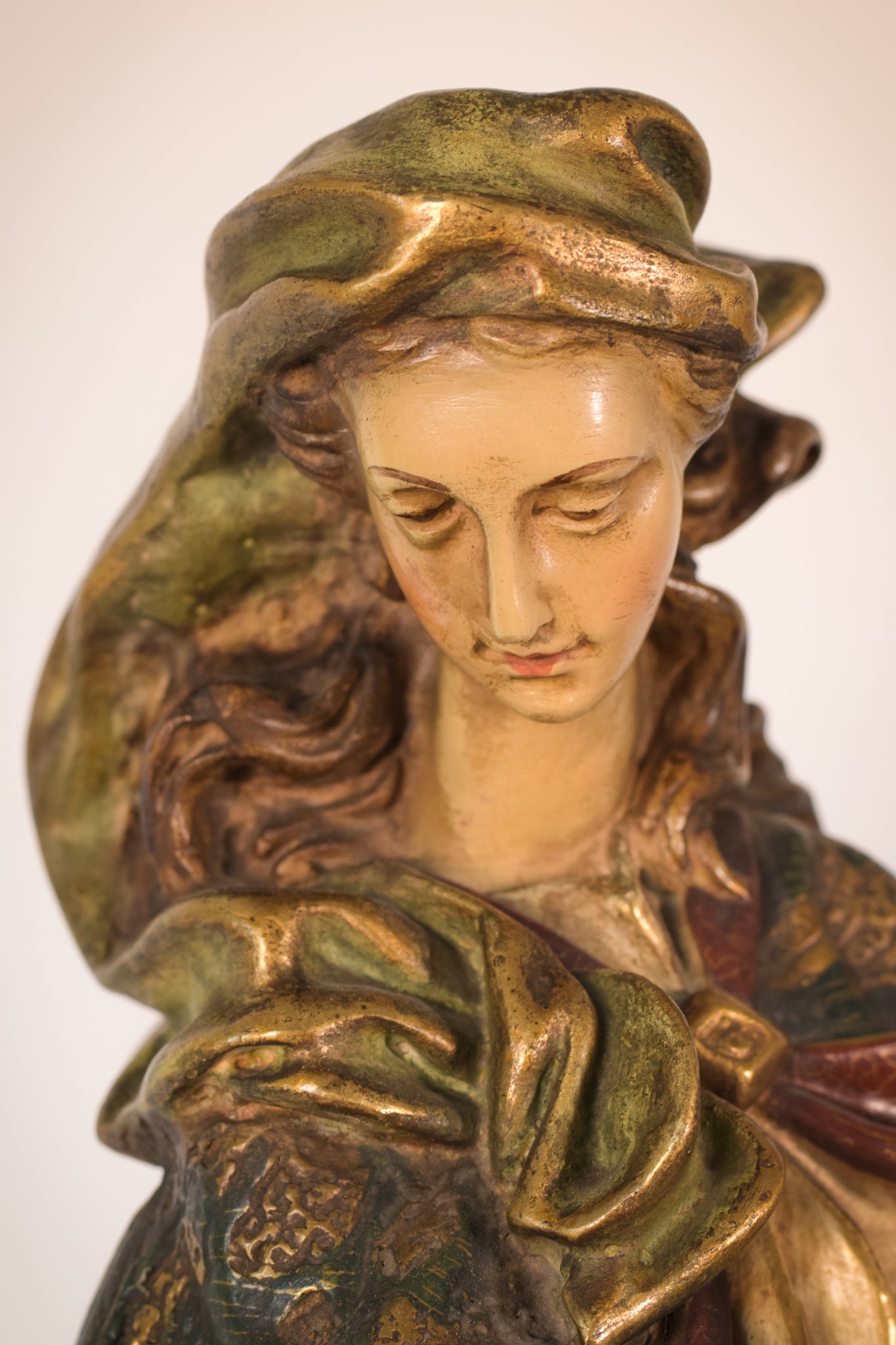 Highly Decorated Large white terracotta statue of Ave Maria